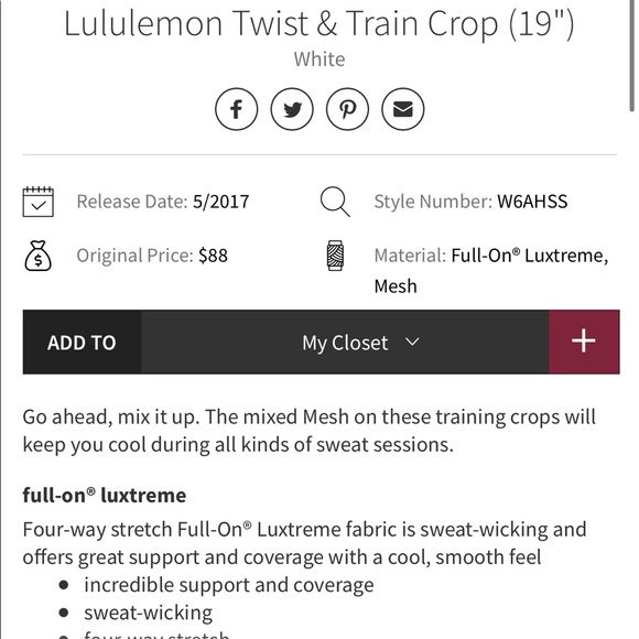 Lululemon twist and train crop 19in NWOT - Picture 7 of 12